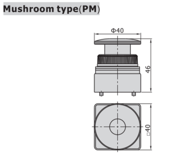 CM3PMS05Y AIRTAC MANUAL VALVES, CM3 SERIES MUSHROOM TYPE<BR>COMPACT 3 WAY 2 POSITION N.C, M5 PORTS YELLOW BUTTON